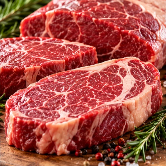 Cortes de carne bovina marmolada