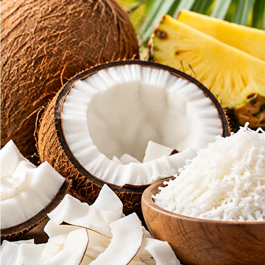 Coco y productos de frutas tropicales