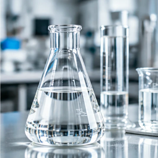 Matraz de laboratorio con alcohol de grado alimenticio