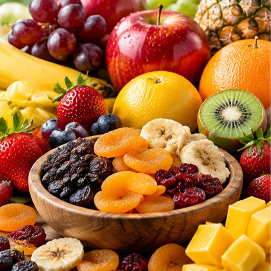 Surtido de frutas frescas y secas
